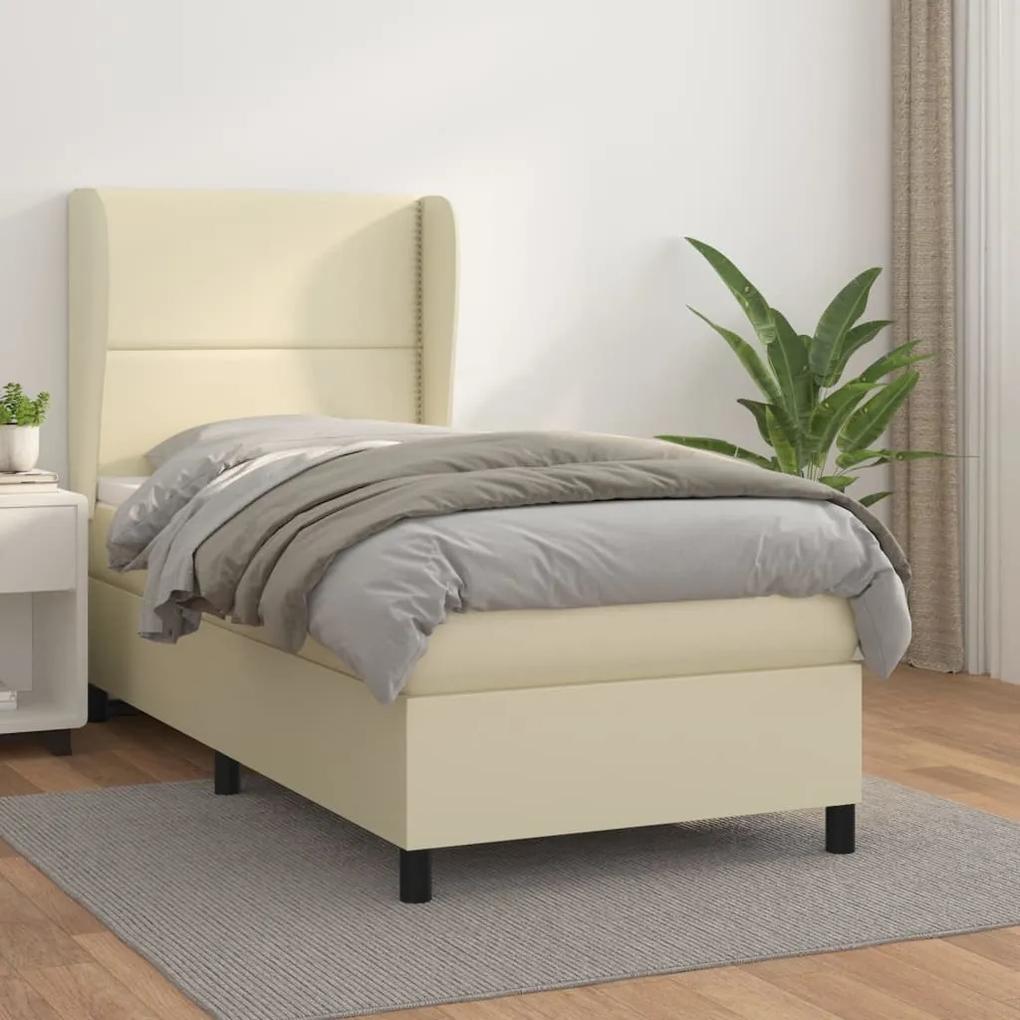 Boxspring posteľ s matracom krémová 80x200 cm umelá koža 3128939