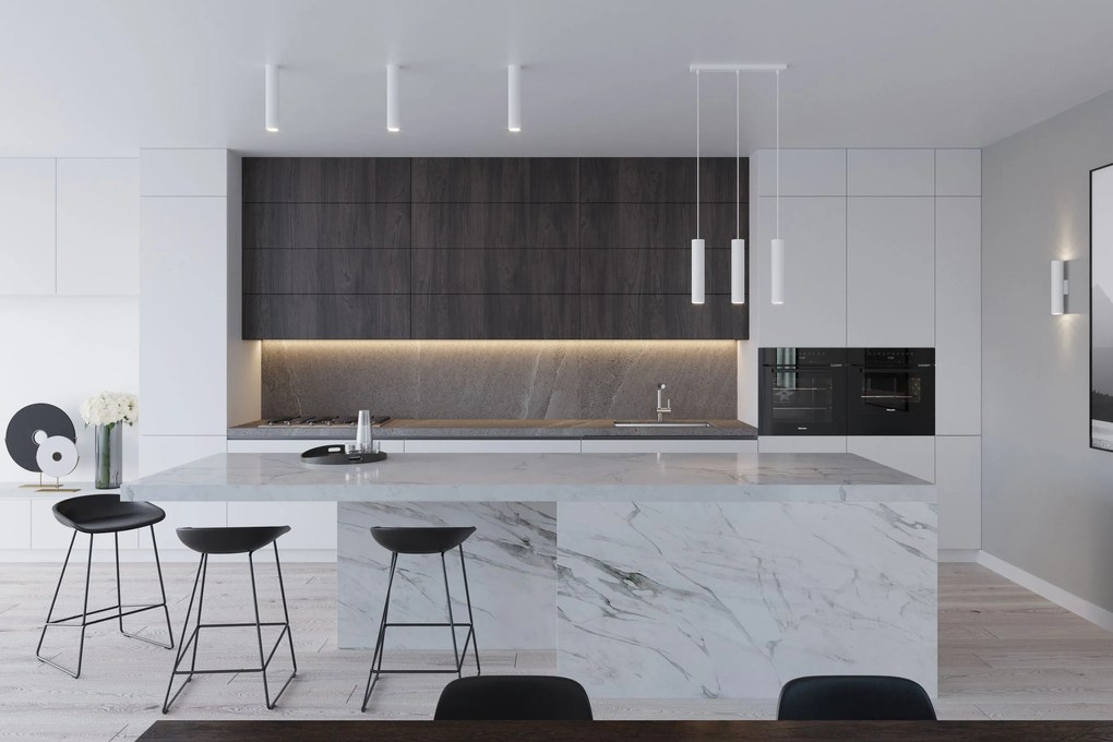 Závesné svietidlo Lagos, 2x biele kovové tienidlo, o