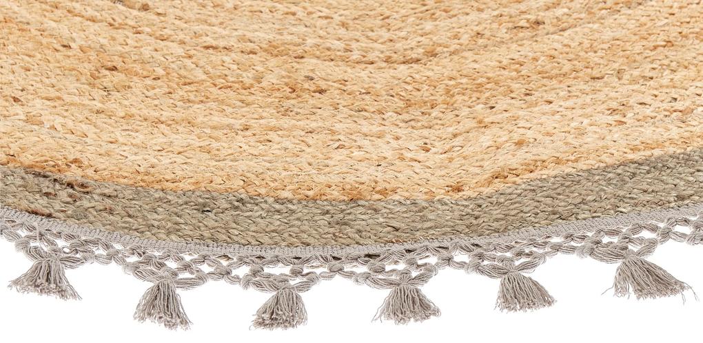 Okrúhly jutový koberec ⌀ 140 cm béžová a sivá MARTS Beliani