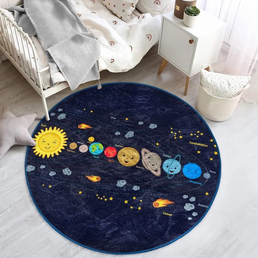 Tmavomodrý detský koberec ø 120 cm Comfort – Mila Home