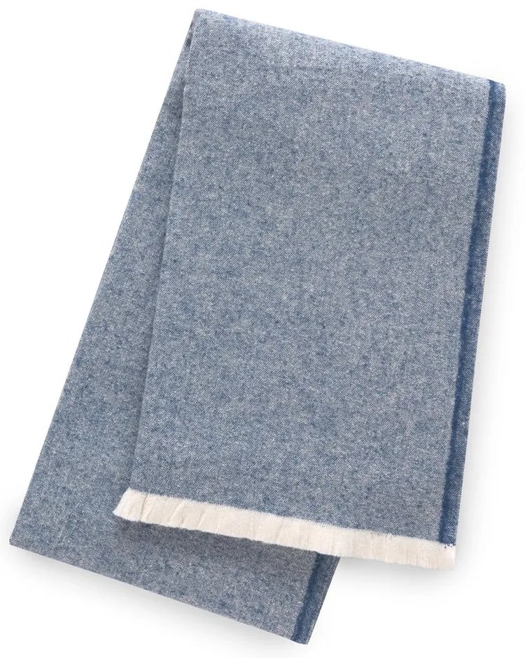 Modrý pléd s podielom bavlny Euromant Linen, 140 x 180 cm