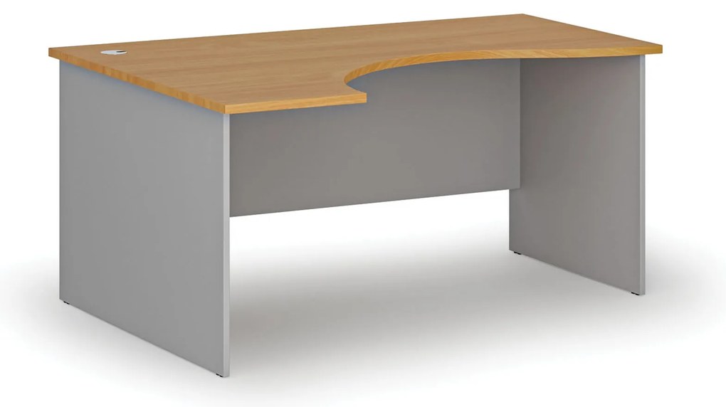 Ergonomický kancelársky písací stôl PRIMO GRAY, 160x120 cm, ľavý, sivá/buk