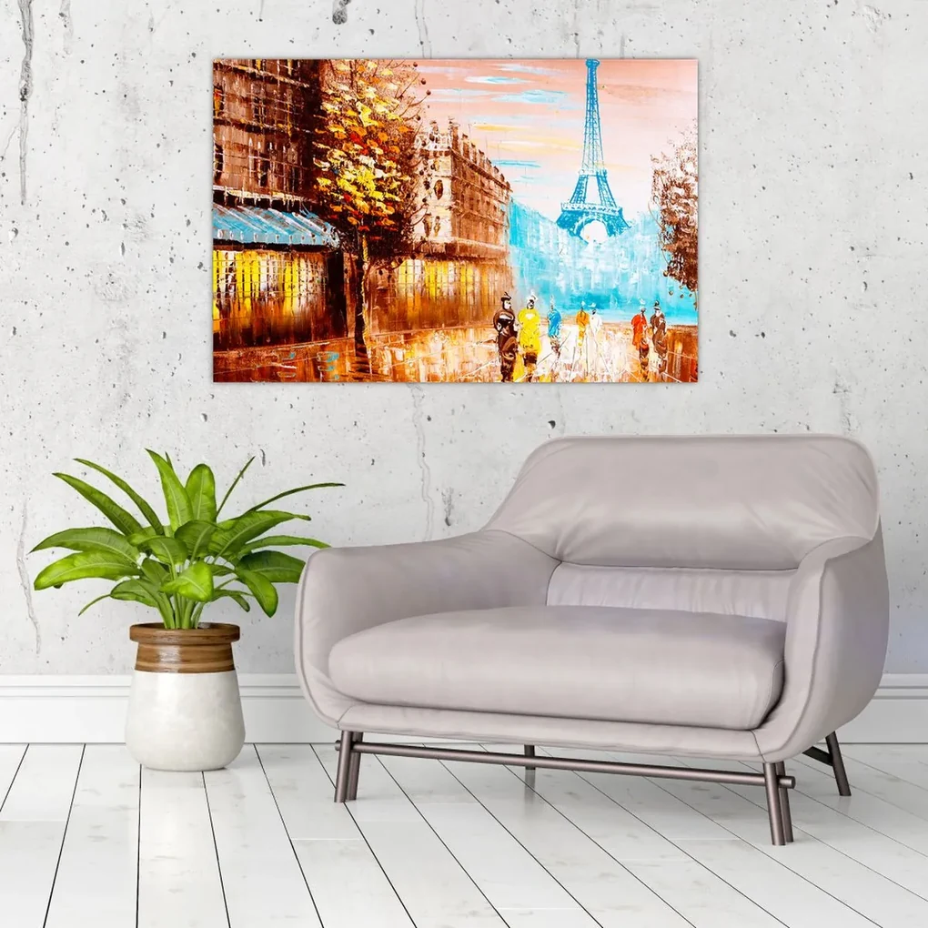 Obraz - Daždivého počasia a Eiffelovej veže (90x60 cm)