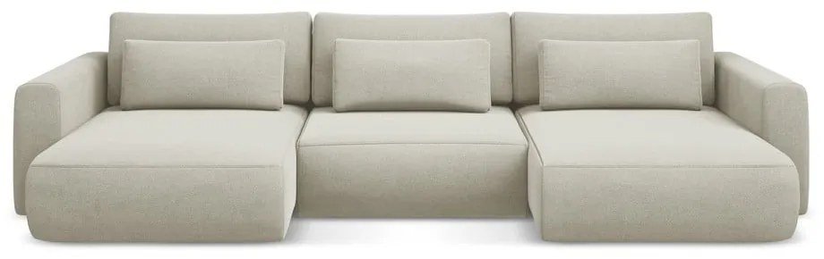 Béžová rozkladacia/s úložným priestorom rohová pohovka (do tvaru "U") Kapua – Makamii