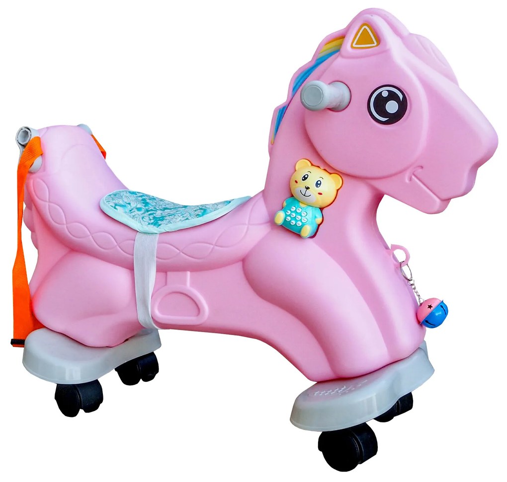 Aga4Kids Plastový hojdací koník 2v1 DS3802 Ružový
