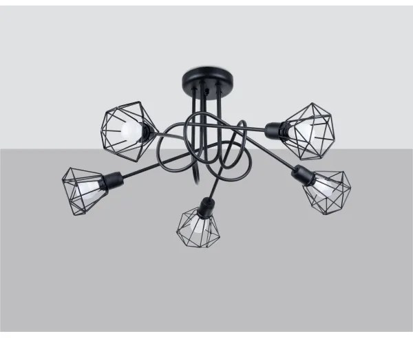 Sollux SL.1110 - Luster na tyči ARTEMIS 5xE14/40W/230V čierna
