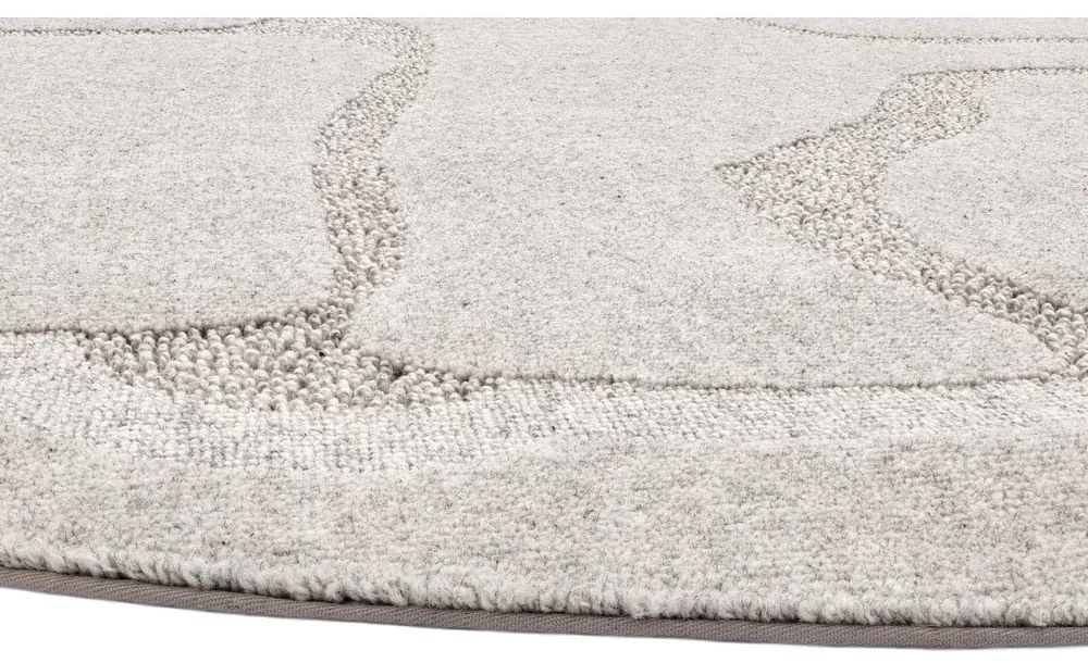 Svetlosivý vlnený okrúhly koberec ø 160 cm Morphic Organica – Agnella