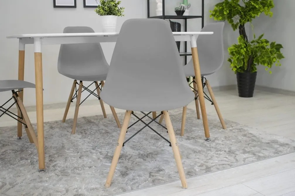 Set 4 stoličiek OSAKA sivé / čierne nohy