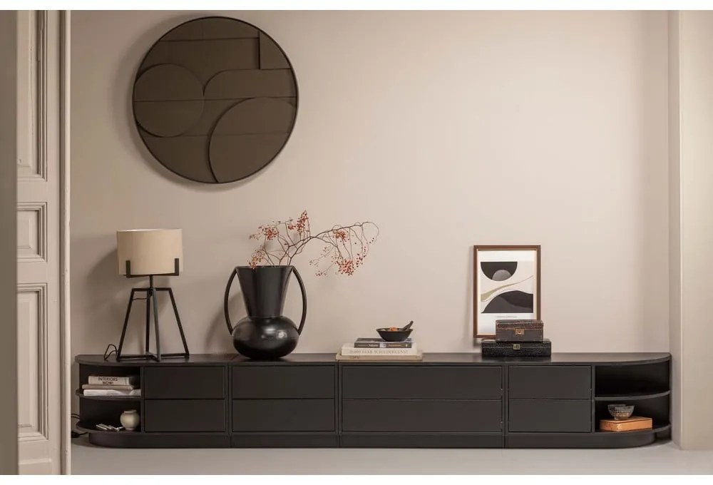 Čierna TV zostava z borovicového dreva 206x40 cm Finca – WOOOD