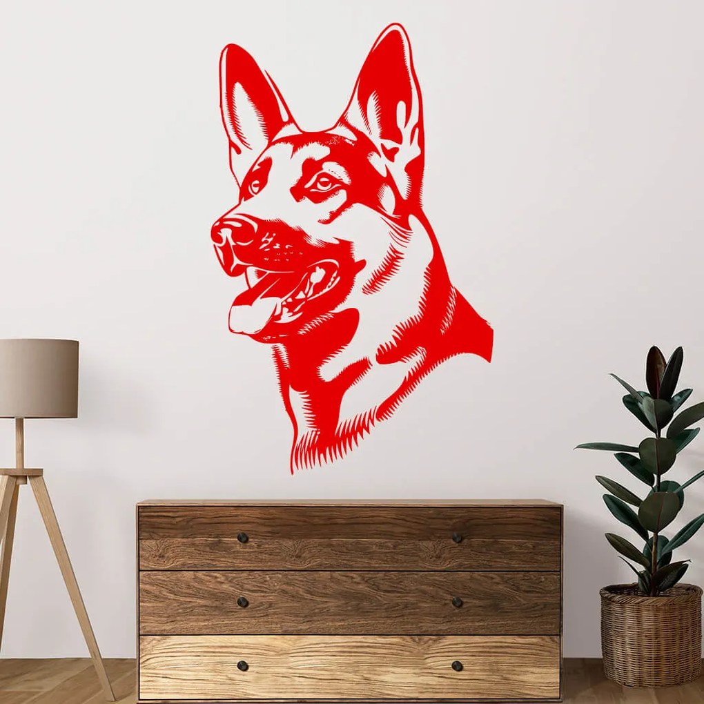 Veselá Stena Samolepka Nemecký ovčiak Farba: černá, Veľkosť: 80 x 50 cm