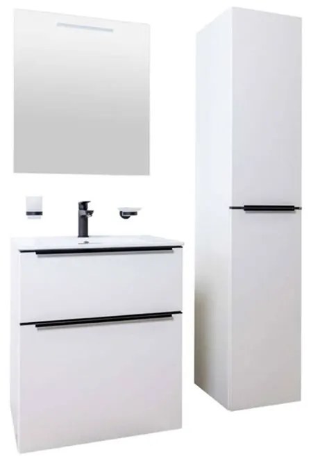 Mereo, Mailo, kúpeľňová skrinka s umývadlom z liateho mramoru 61 cm, biela, dub, antracit, MER-CN550MB