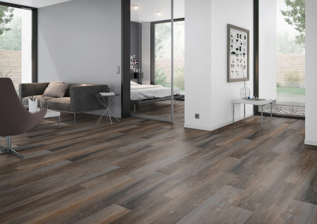 Oneflor, Vinylová podlaha lepená ECO 55 068 Smoked Pine Brown, 1219,2 x 184,1 mm