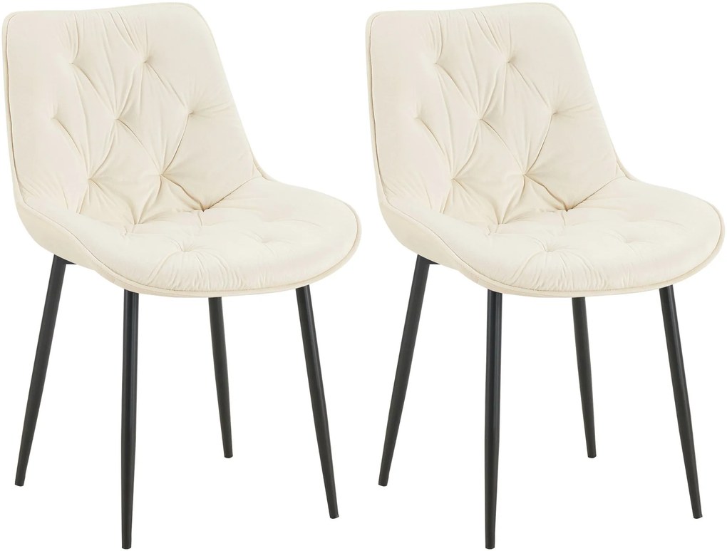 Set 2 jedálenských stoličiek Wallace - zamat - krémová