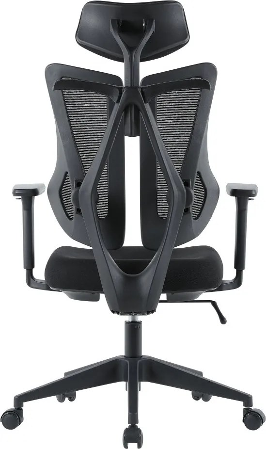 Kancelárska ergonomická stolička MORA — sieť / látka, čierna