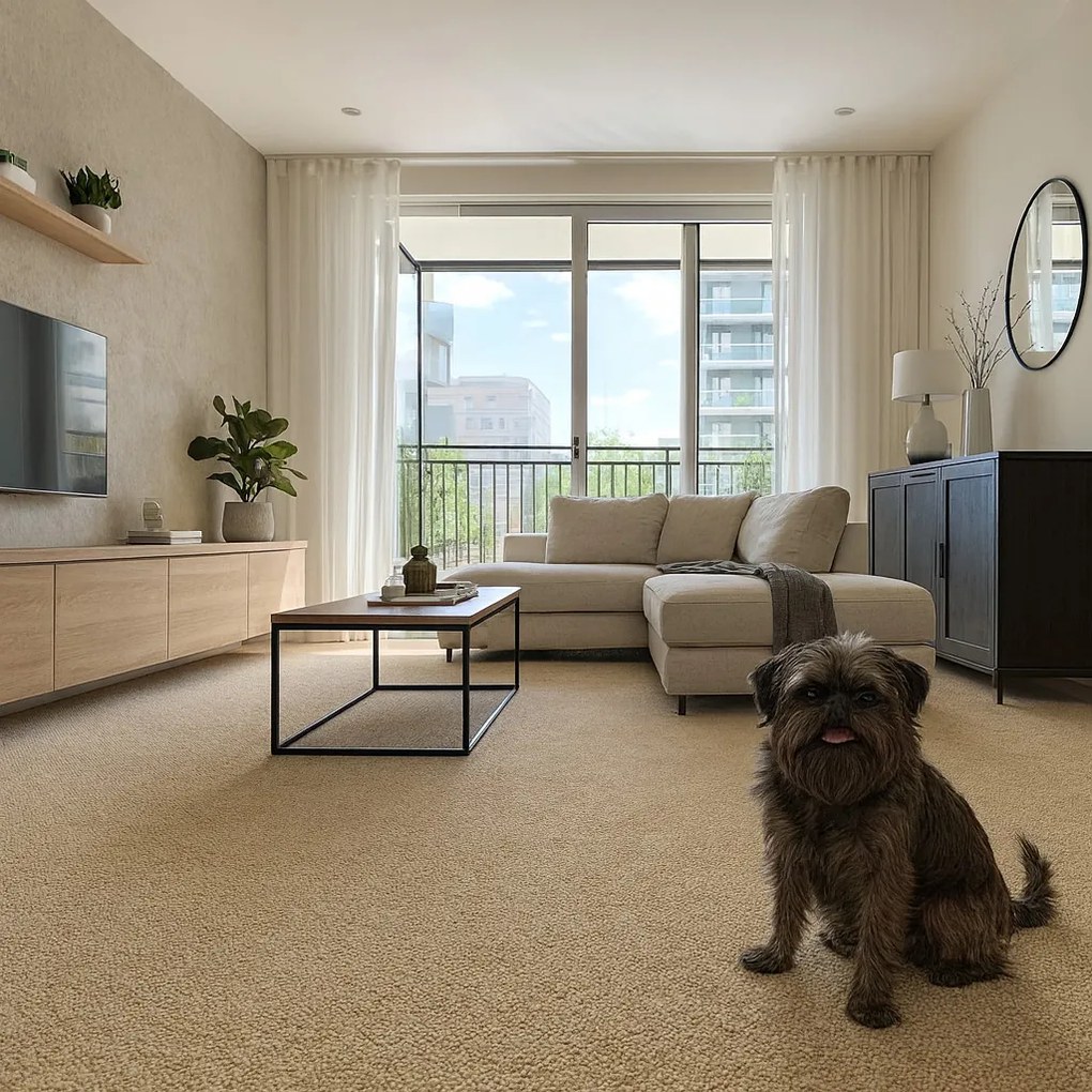 Timzo, Koberec metráž Story 9102, na mieru, šíře 4m,5m, béžová, filc, chodba / predsieň