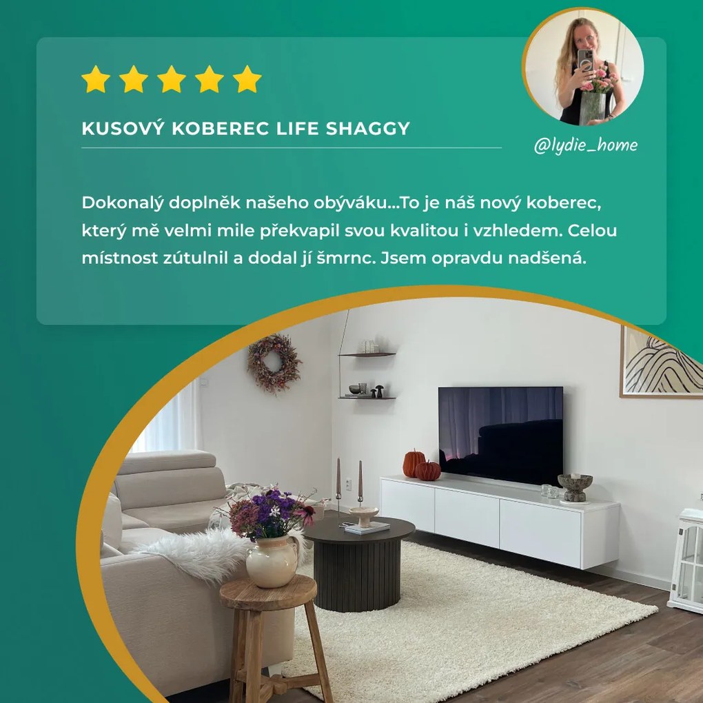 Kusový koberec Life Shaggy 1500 cream, 100x200, biela, spálňa, Ayyildiz