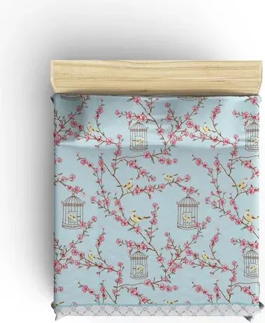 Sada 2 ks bavlněného povlečení Birdcage 160x220 cm + 50x70 cm tyrkysová/vícebarevná