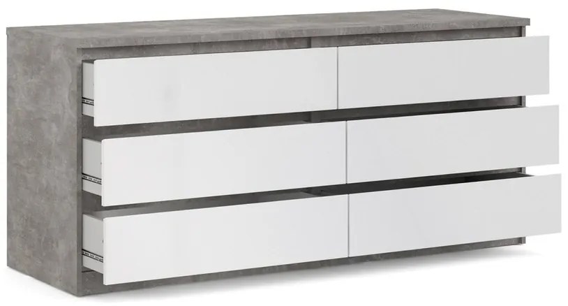 Komoda Jednoduchá I betón/biela lesklá
