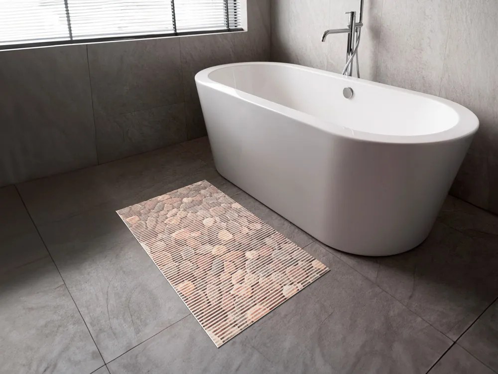 Kúpeľňová penová rohož / predložka PRO-002 Kamene - hnedá - metráž šírka 65 cm