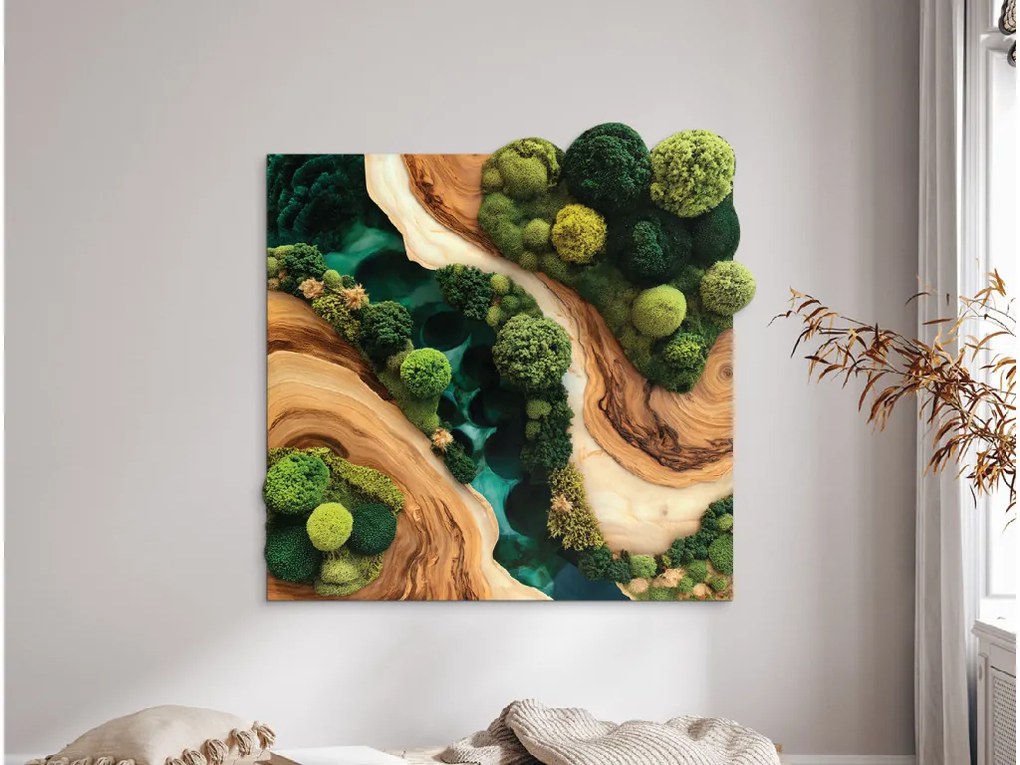 drevko |  Dekoračný machový obraz Krajina (UV tlač)  43 x 45 cm