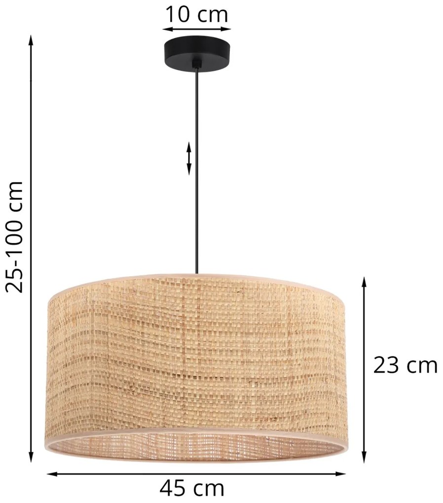 Závesné svietidlo Rattan, 1x ratanové tienidlo, (fi 45cm), b