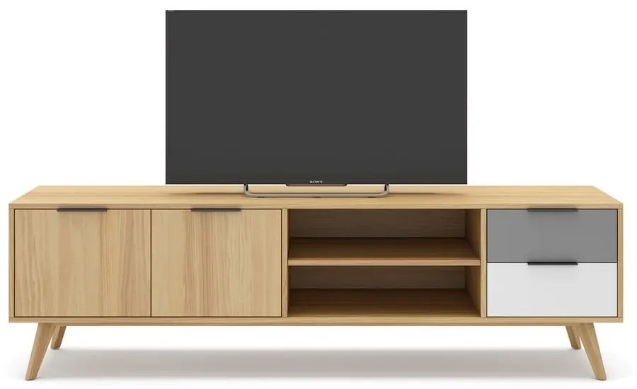 TV stolík z borovicového dreva v prírodnej farbe 180x53 cm Elfa - Marckeric