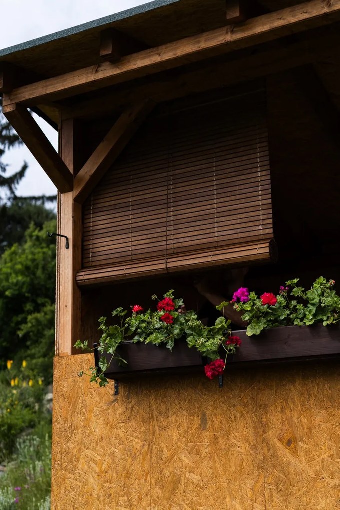 Drevená roleta na pergole - hnedá Šírka rolety: 150 cm, Rozvin rolety: 220 cm