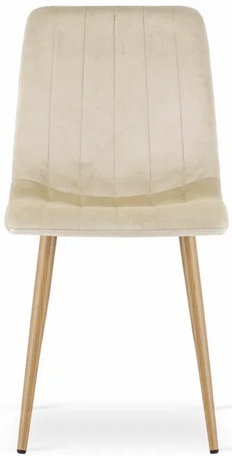 Set štyroch jedálenských stoličiek LAVA zamatové svetlobéžové / drevené nohy (4 ks)