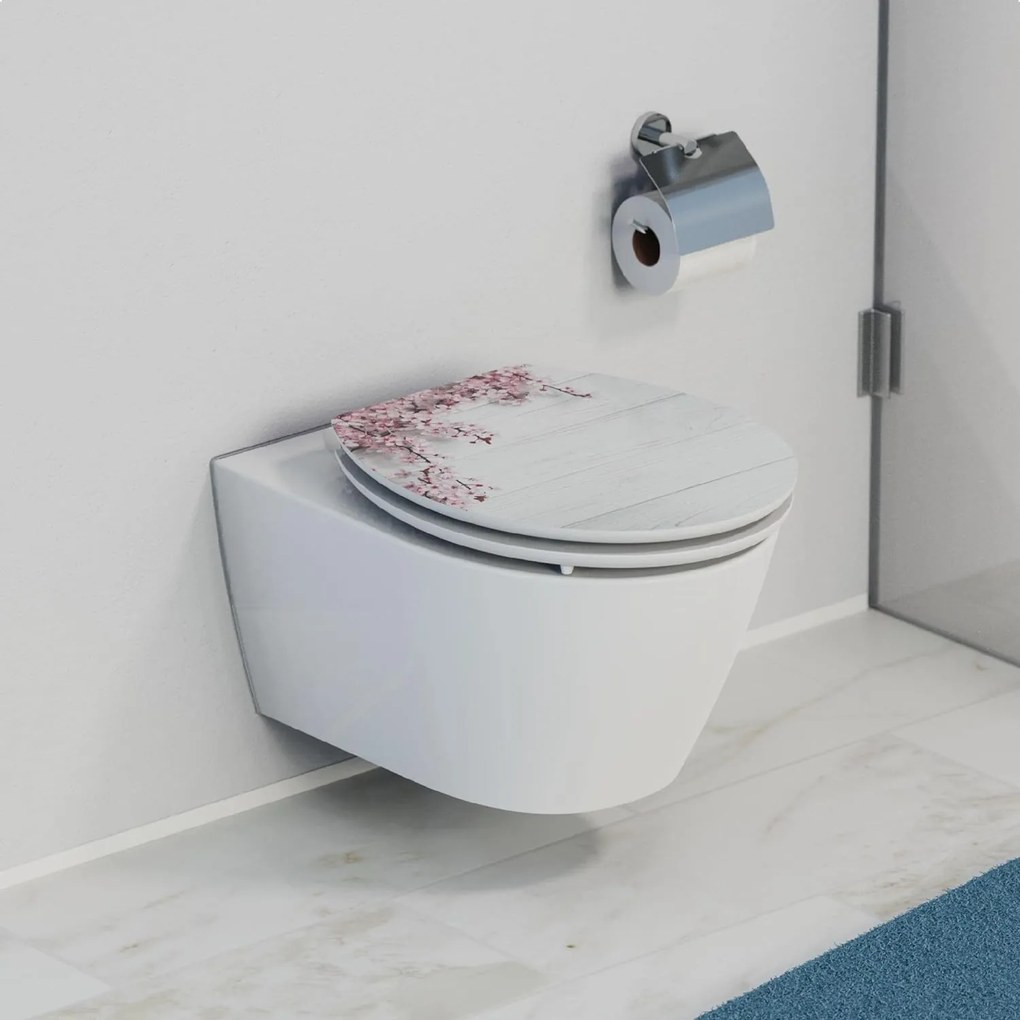Eisl Sanitär WC sedadlo MDF Soft Close Flowers and Wood High Gloss 80549