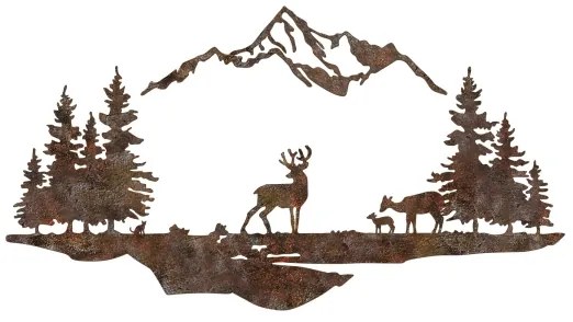 Nástenná dekorácia 2ks 70x38 cm jeleň kov/hnedá