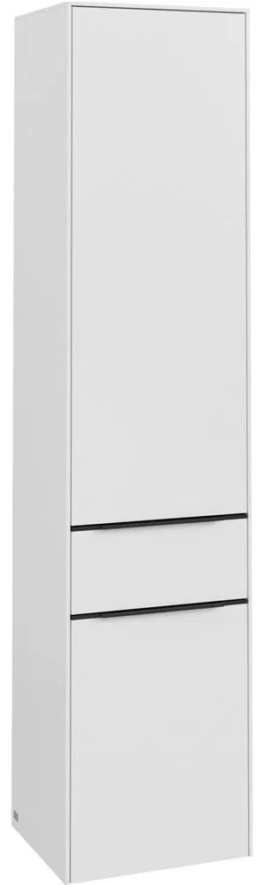VILLEROY & BOCH Subway 3.0 závesná vysoká skrinka, 2 dvierka + 1 zásuvka, pánty vľavo, 400 x 362 x 1710 mm, Pure White, C59001VF