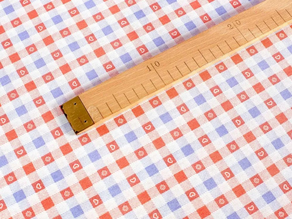 Biante Dekoračný behúň na stôl Leona LN-028 Červeno-modré káro 45x140 cm