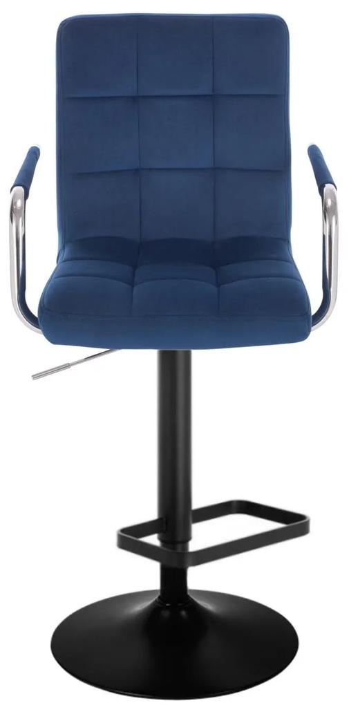 LuxuryForm Barová stolička VERONA VELUR na čiernom tanieri - modrá