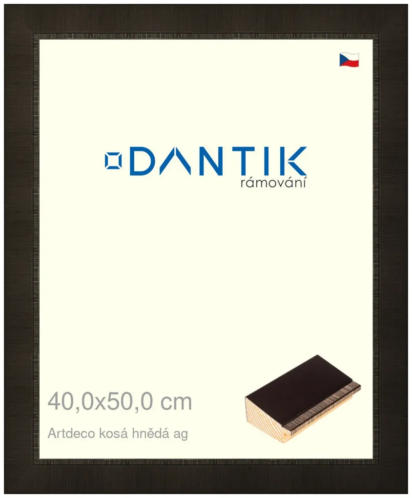 DANTIK rám na obraz 40x50 | Artdeco kosá hnědá AG (Sklo Čiré)