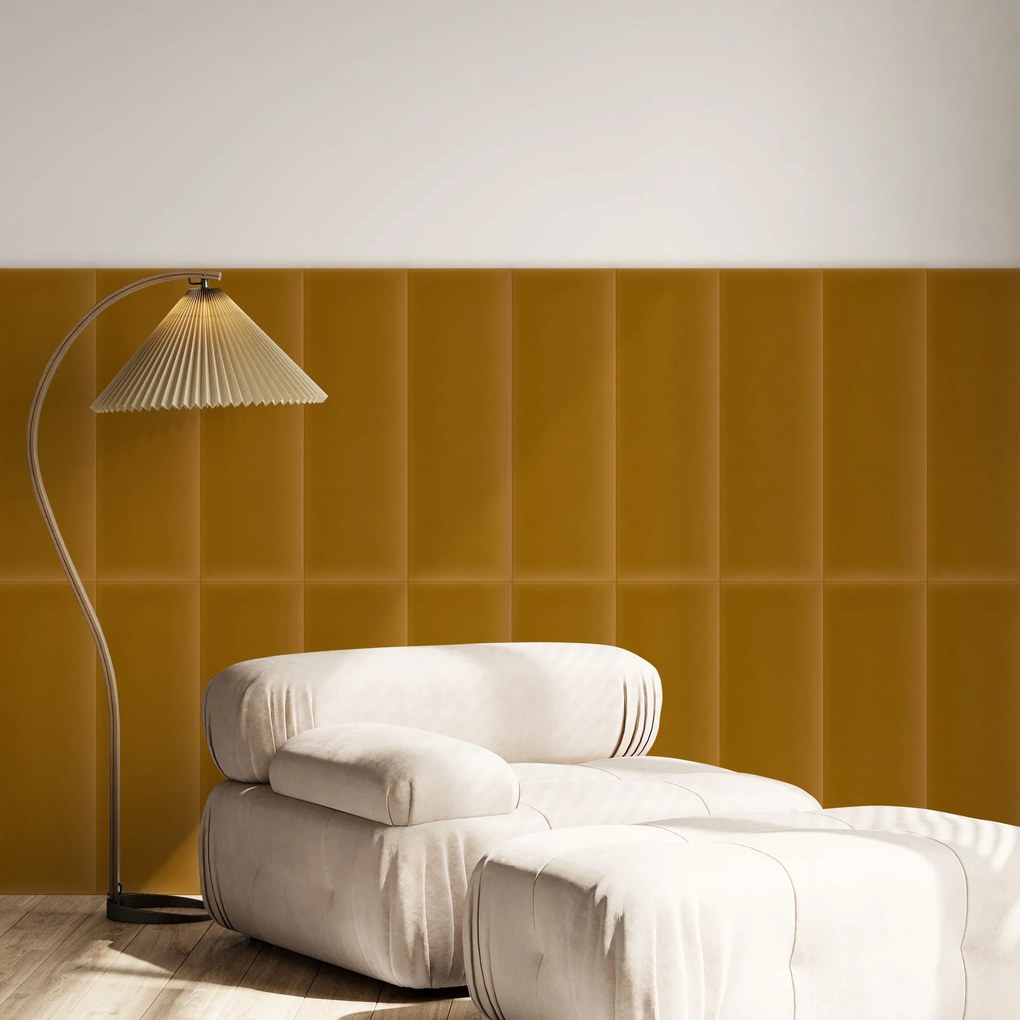 Zamatový čalúnený panel - Obdĺžnik - 90x30cm Farba: Medovožltá