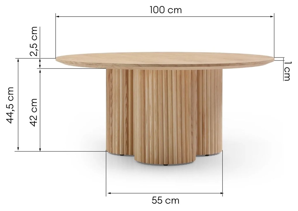 Kruhový konferenční stolek Vesby 100 cm dub přírodní/jasan
