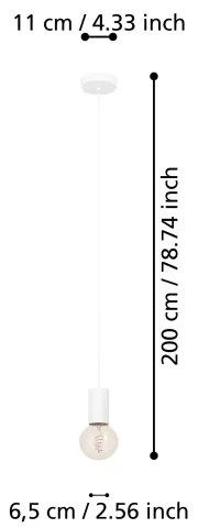 Eglo 900798 - Luster na lanku POZUETA 1xE27/40W/230V biela