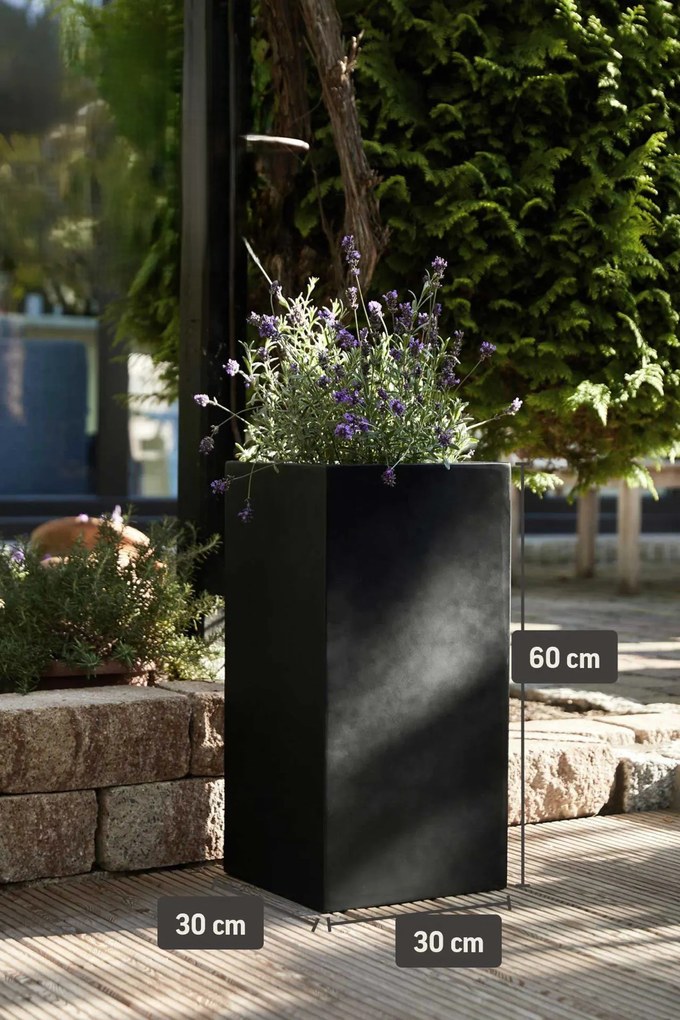 Kvetináč BLOCK, sklolaminát, výška 60 cm, antracit