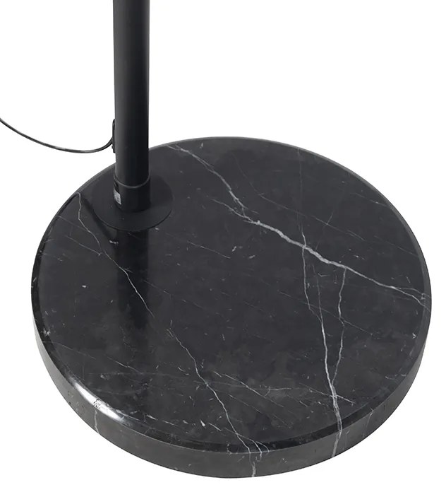 Botanická oblúková lampa čierna zamatový tienidlo s motívom páva 50 cm - XXL