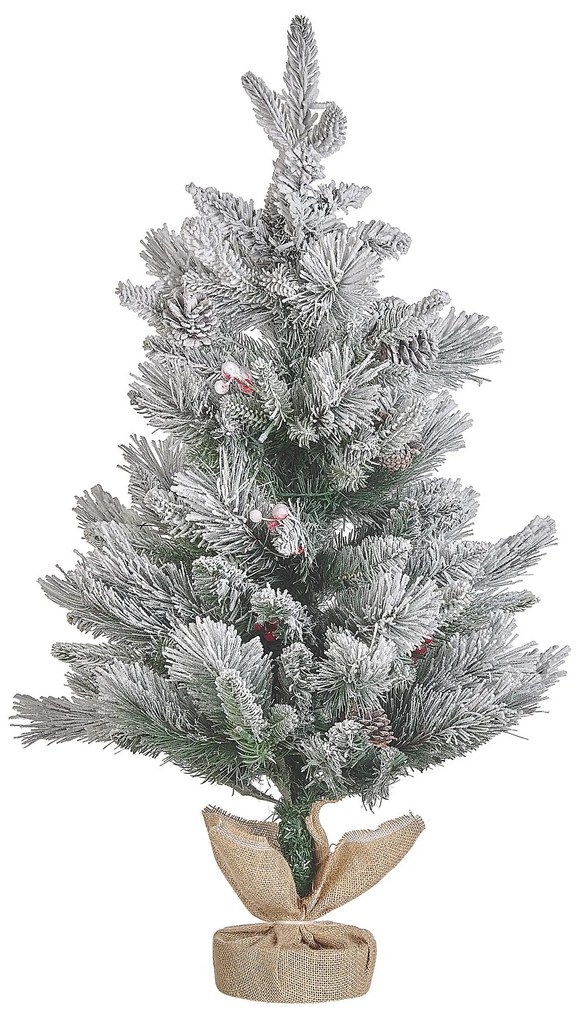 Vianočný stromček v jutovom vrecku so svetielkami 90 cm zelený MALIGNE Beliani