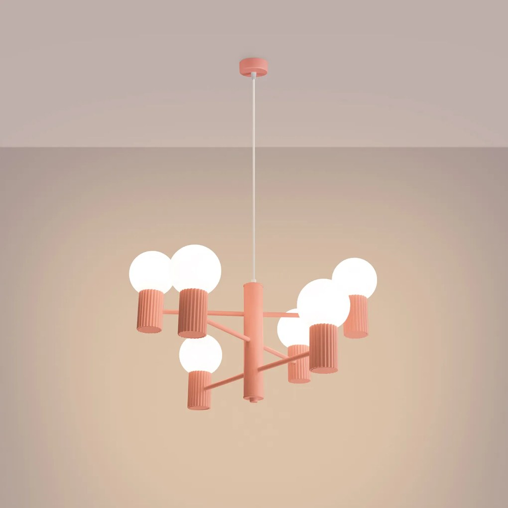 Luster Halo, 6x biele sklenené tienidlo, p