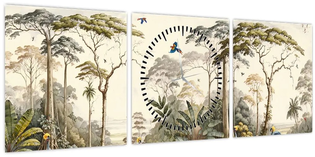 Obraz - Amazonský prales (s hodinami) (90x30 cm)