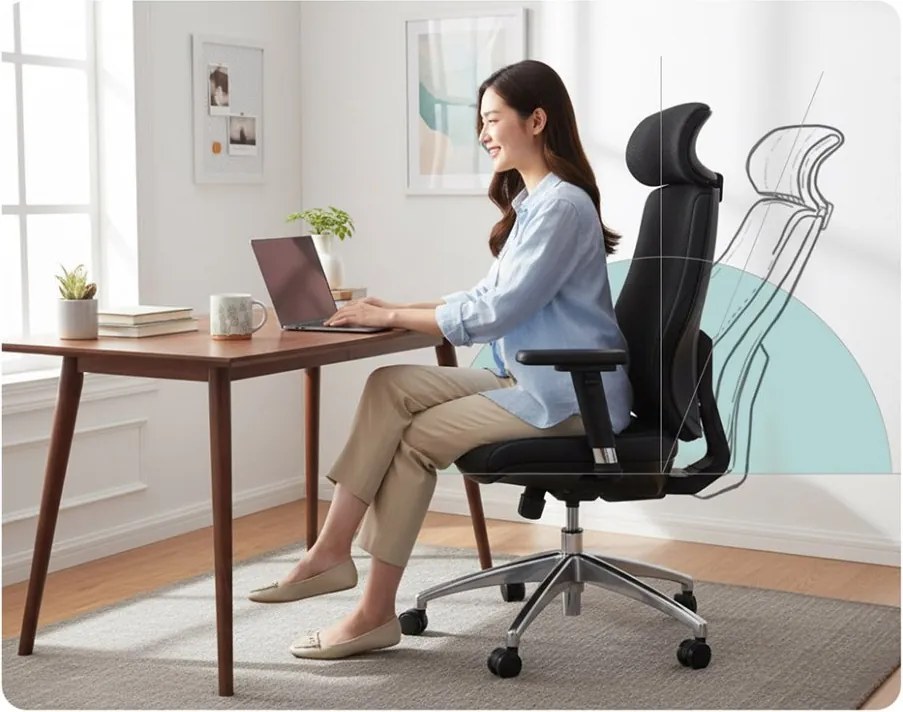 Ergonomická kancelárska stolička MOSH Elite H –  čierna