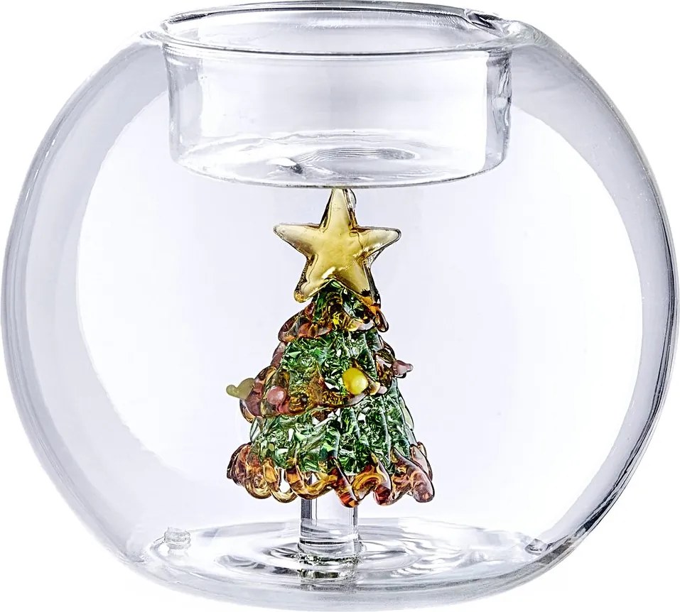 MERRY & BRIGHT Svietnik na čajovú sviečku stromček 8 cm