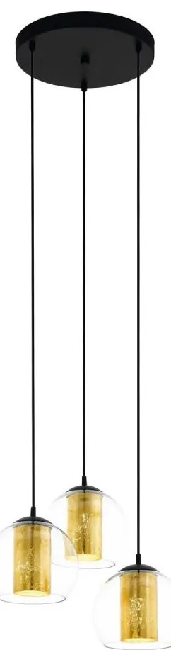 Eglo 79458 - luster na lanku BOLSANO 3xE27/28W/230V zlatá/čierna