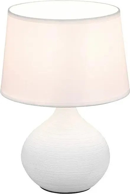 Biela stolová lampa z keramiky a tkaniny Reality Martin, výška 29 cm