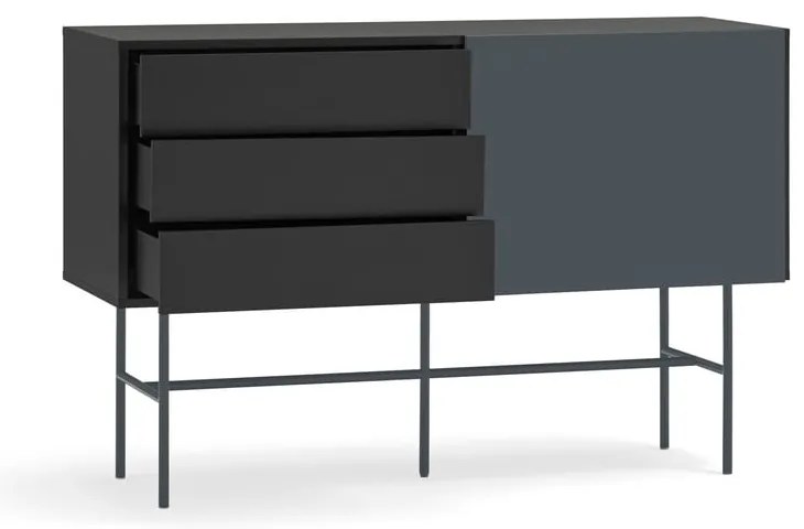 Čierna/antracitová nízka komoda s posuvnými dverami 140x91 cm Nube – Teulat