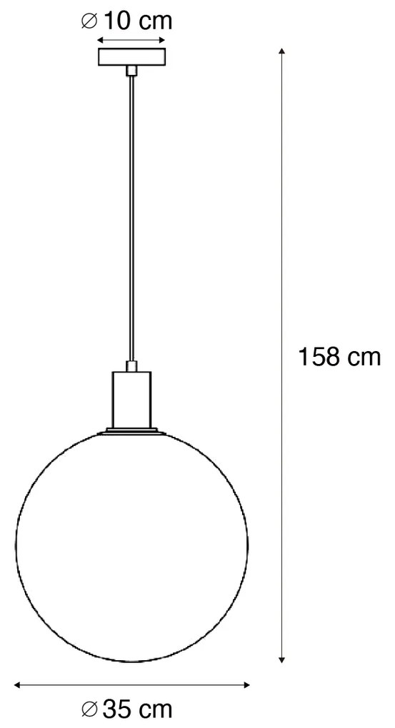 Dizajnové závesné svietidlo čierne s dúhovým sklom 35 cm - Mallon