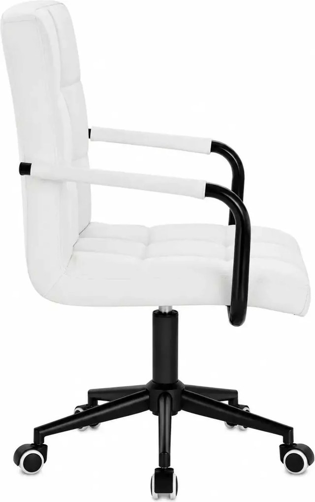 LuxuryForm DESIGN Otočná stolička VERONA BLACK na čiernej podstave s kolieskami - biela