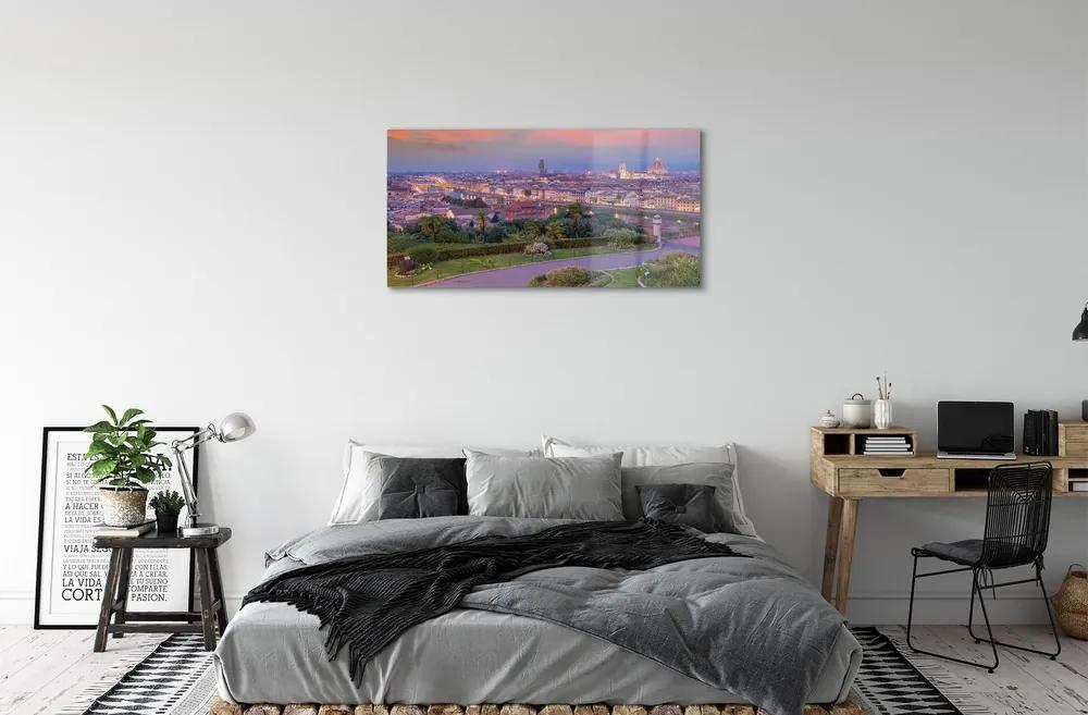 Sklenený obraz rieka Taliansko Panorama 100x50 cm